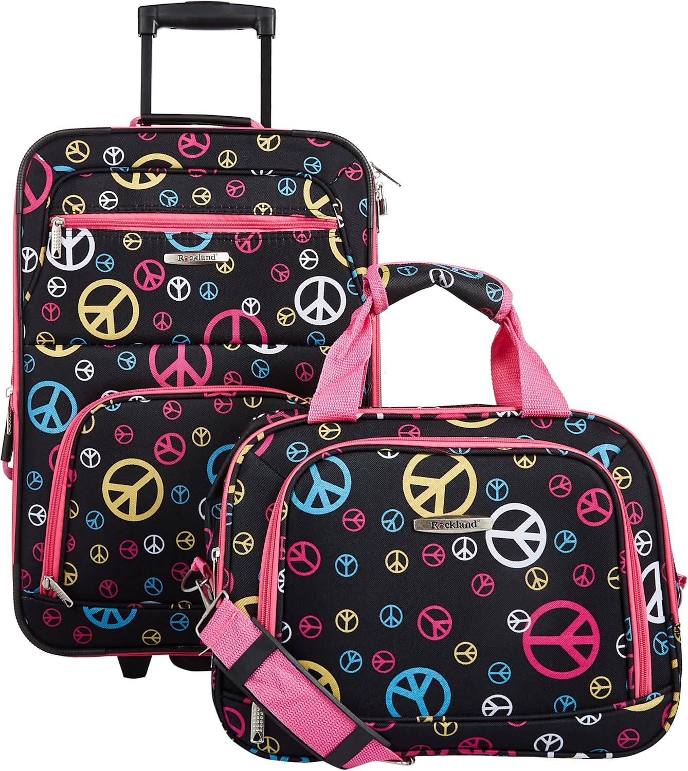 Set di Valigie Rigide a 2 Pezzi con Borsa da Cabina e Ruote Scorrevoli