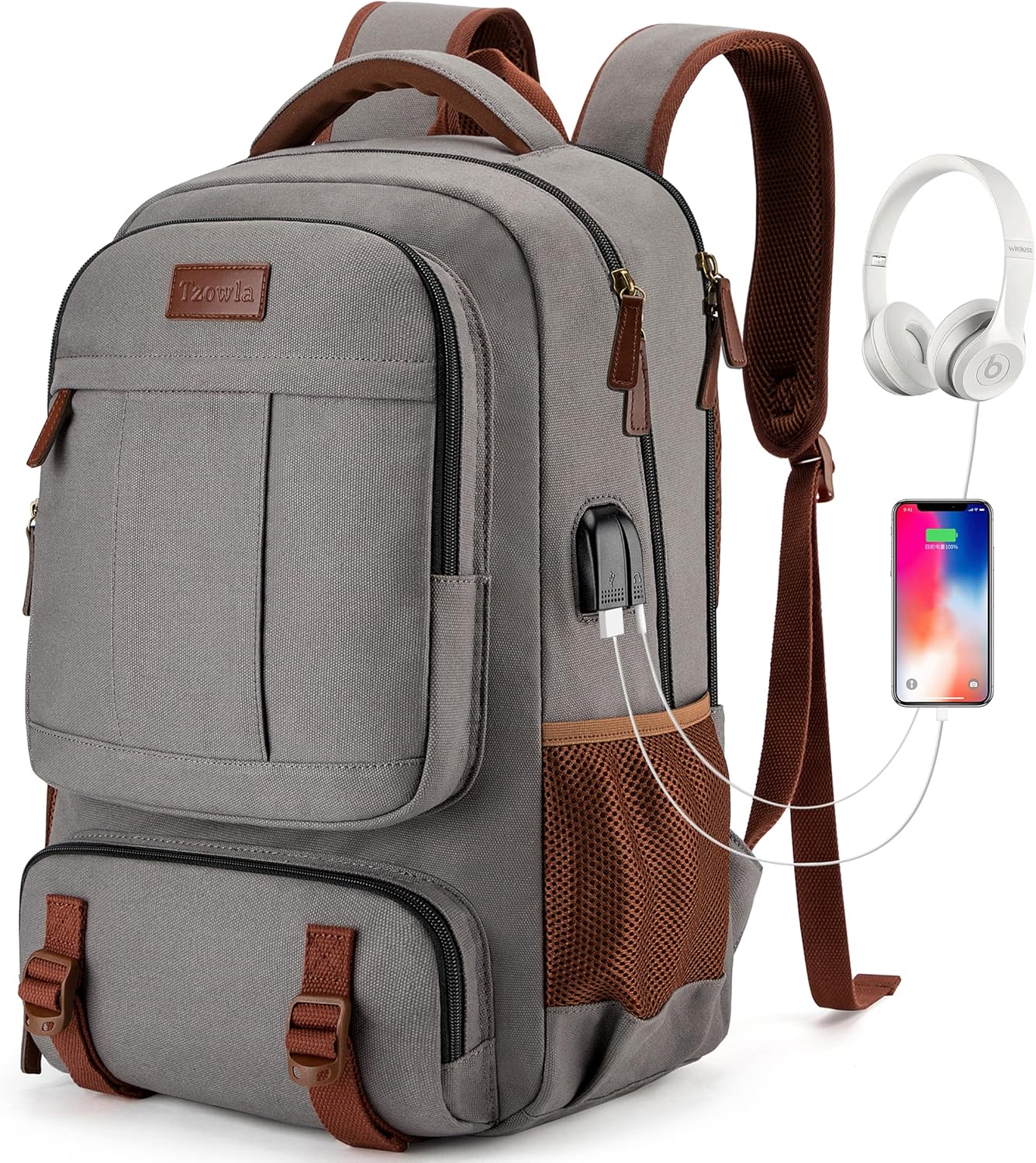 Zaino in Tela Antifurto per Laptop e Viaggi con Porta USB – Adatto per Laptop fino a 43,94 cm