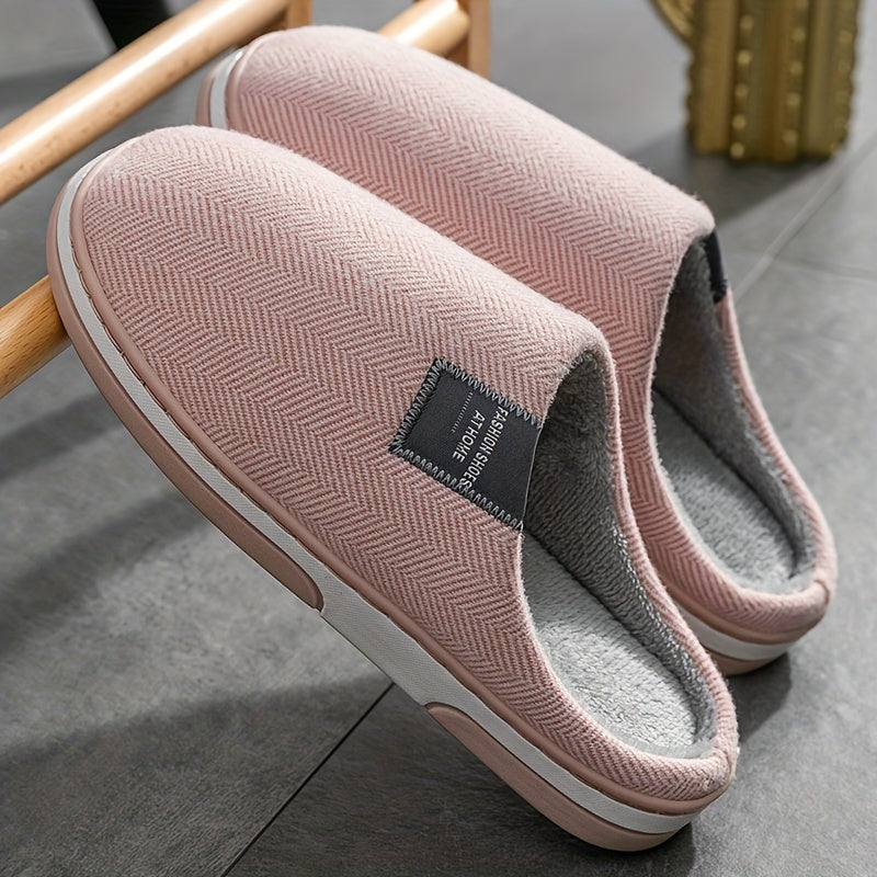 Pantofole Calde da Uomo con Motivo a Spina di Pesce – Comfort e Grip per Casa in Autunno e Inverno