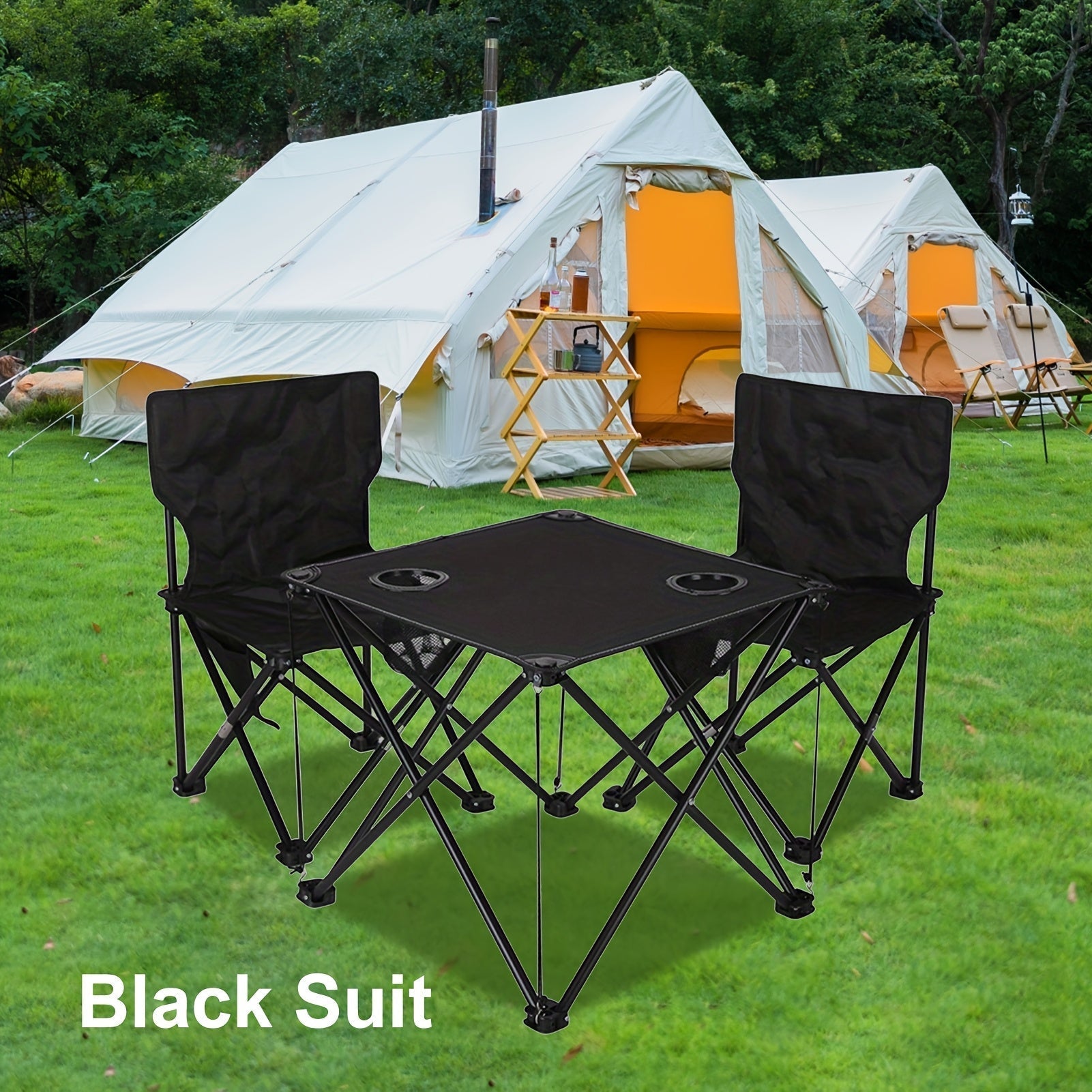 Set da Giardino Pieghevole con Tavolo e Sedie – Portatile per Campeggio e BBQ