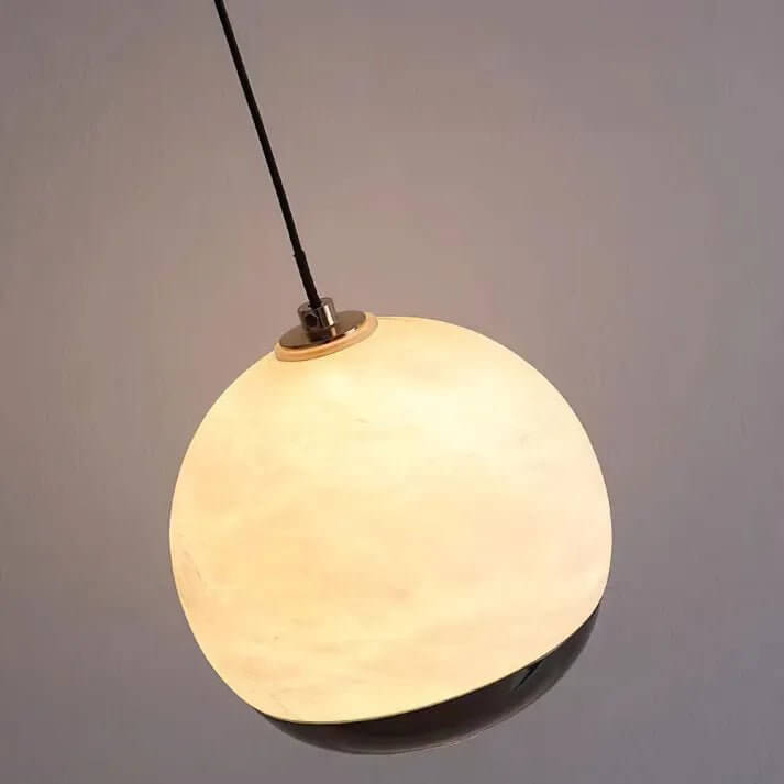 Lampadario - Sfera di Vetro Alabastro con Base in Marmo