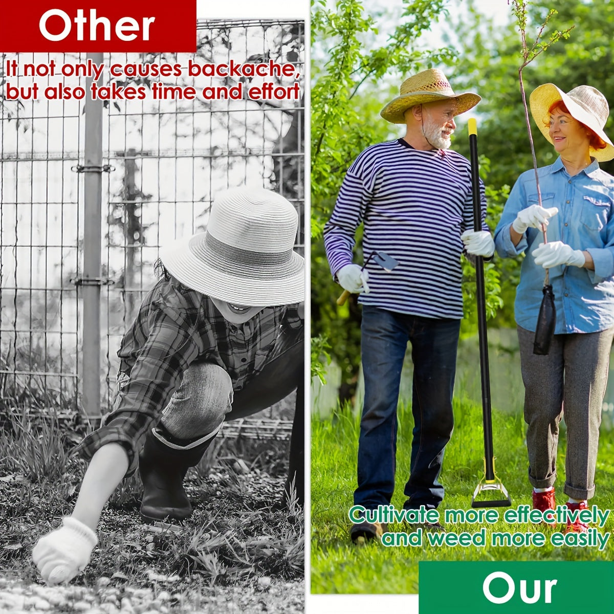 Attrezzo da Giardino Ergonomico in Acciaio Inossidabile con Testa Triangolare – Per Diserbo e Coltivazione del Terreno