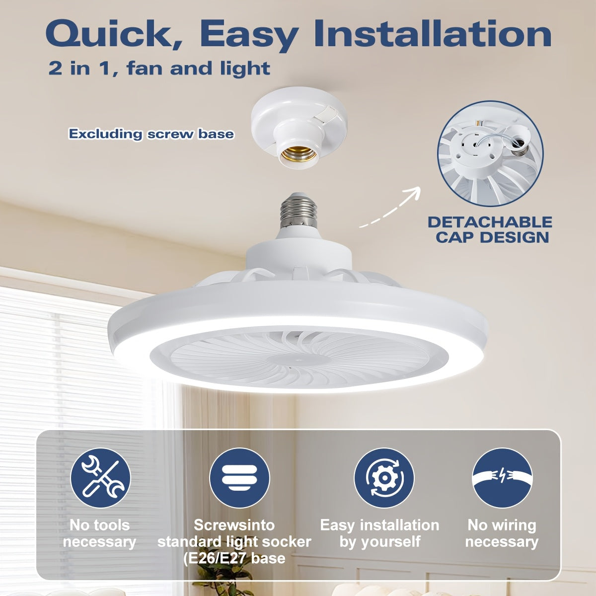 Luce a Ventola da Soffitto LED Slim – Dimmerabile e Silenziosa