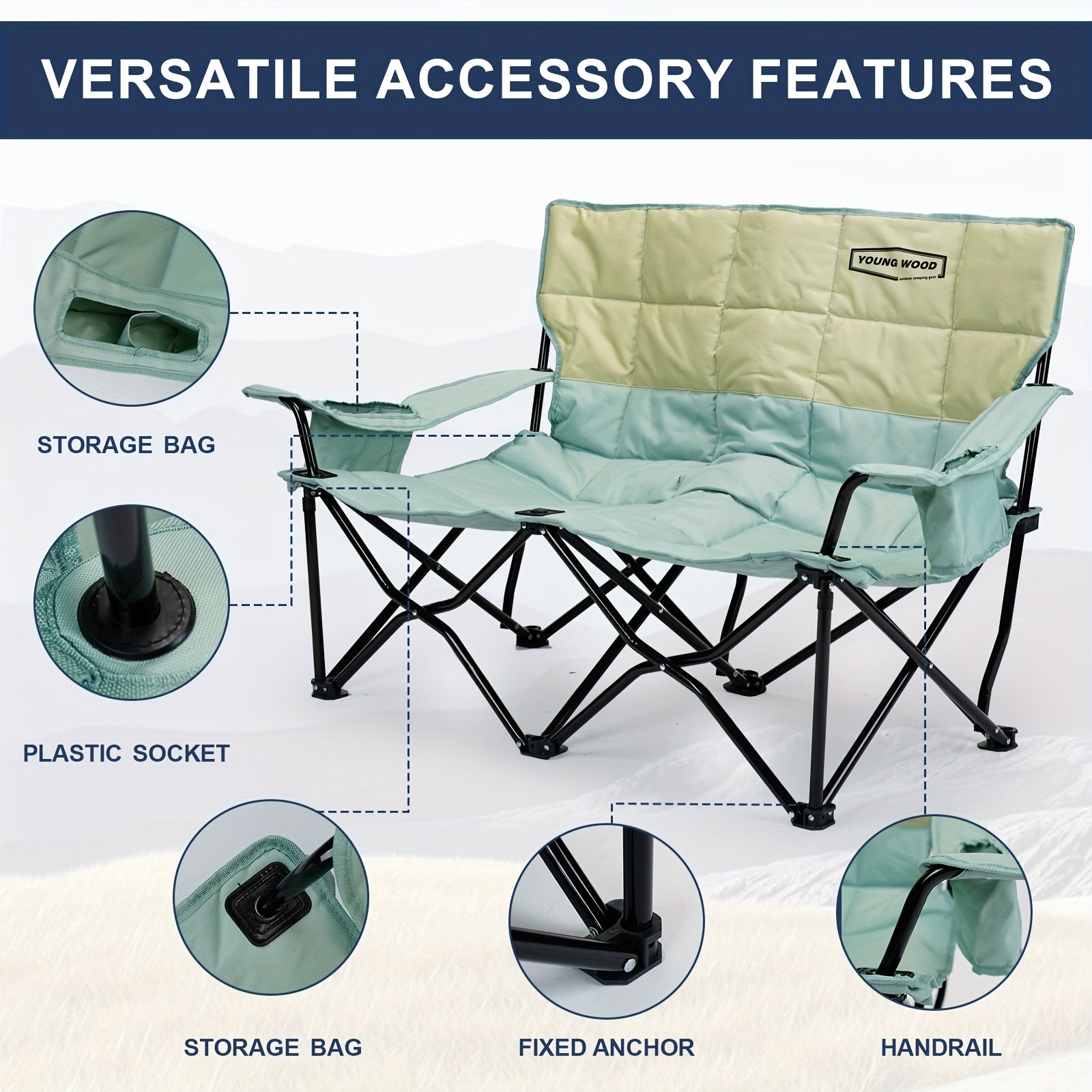 CampEase Loveseat Camping Chair – Comfort di Lusso per Due