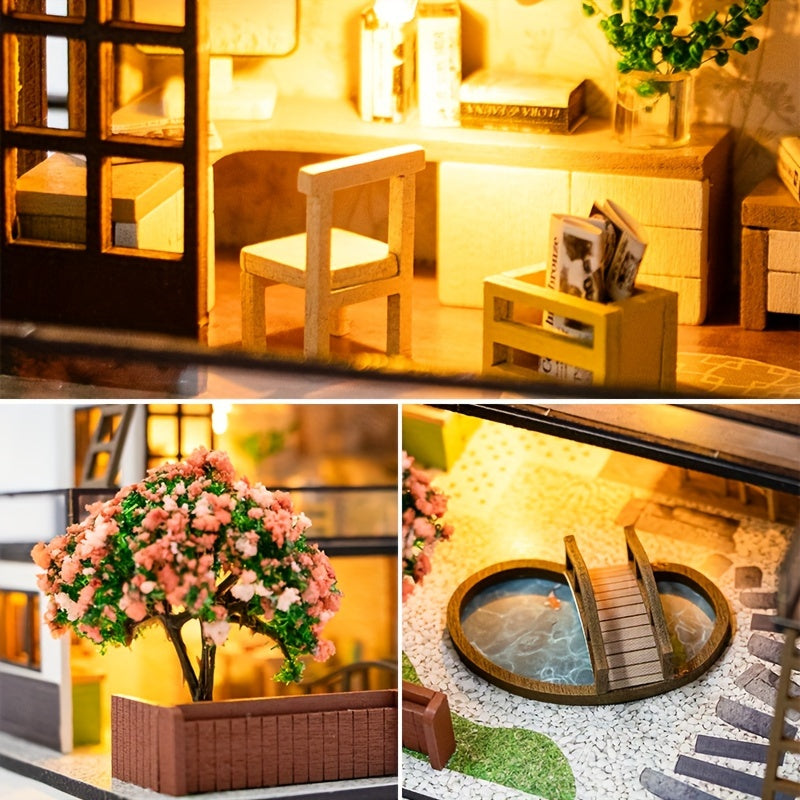 Kit di Puzzle 3D Villa in Miniatura – Modello Fai-da-Te con Illuminazione LED e Interni Dettagliati