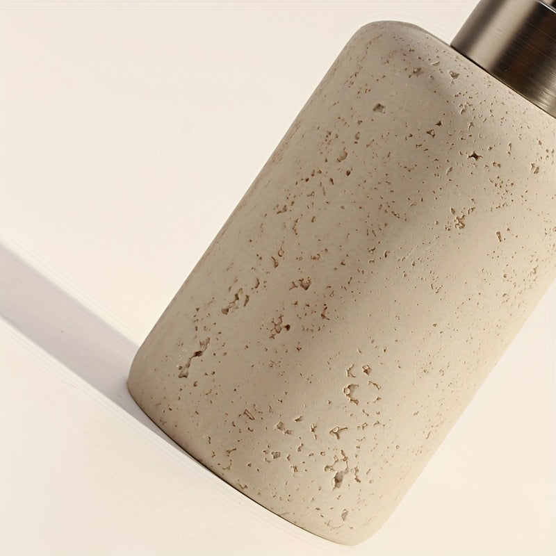 Dispenser per Sapone in Marmo – Dispenser di Lusso in Resina con Pompa in Acciaio Inossidabile per Bagno o Cucina