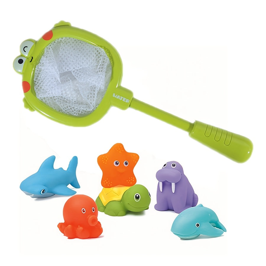 Set di Giocattoli da Bagno con Reti – Creature Marine Fluttuanti e Spruzzatori d'Acqua