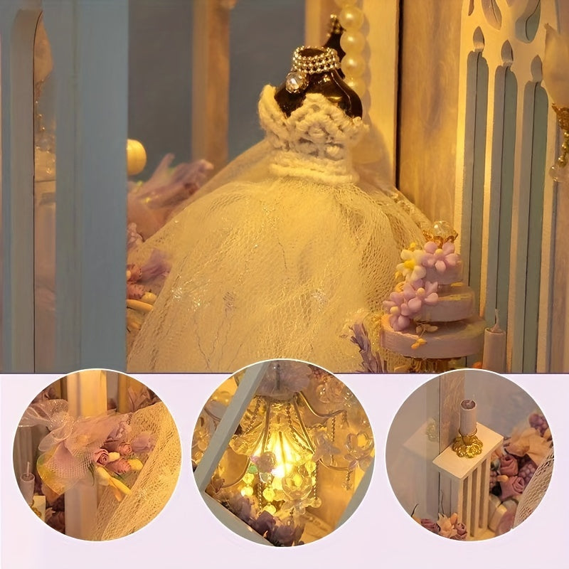 Abito da Sposa per Casa delle Bambole Fai-da-Te – Set di Costruzione 3D con Illuminazione e Mobili Decorativi