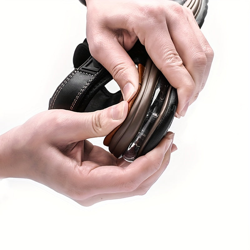 Sandali da Spiaggia in Pelle Premium per Uomo – Regolabili e Ammortizzanti