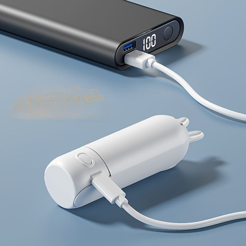 Mini Ventilatore Portatile – Ventilatore Ricaricabile USB 2-in-1 con Design Carino a Forma di Coniglio per Viaggi e Estate