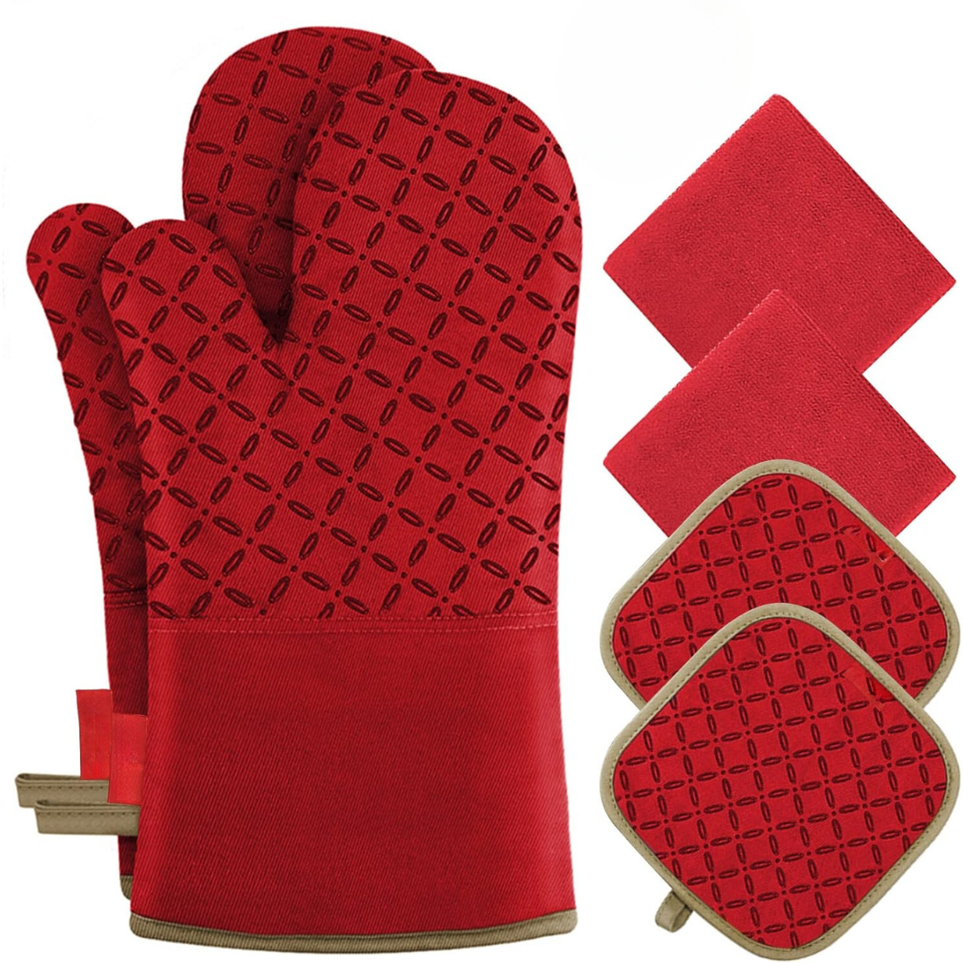 Set di guanti da forno e presine resistenti al calore da 6 pezzi