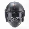 Casco de moto vintage abierto retro con máscara y gafas