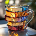 Caneca | Design 3D Livro | Feita à mão & Colorida | Para Café & Chá | BookLume
