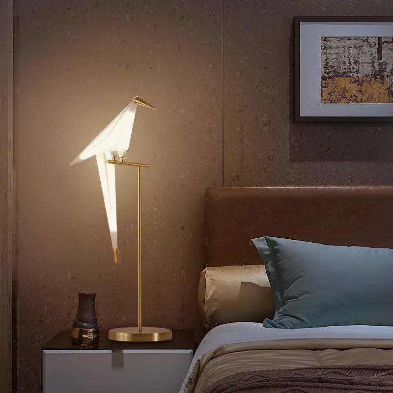 Lampada da Tavolo Origami Birdy – Luce Ambientale Calda e Design Moderno delle Ali