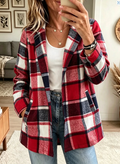 Elegante Cappotto Cardigan a Quadri da Donna