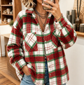 Casaco vintage casual aos quadrados para mulher com botões