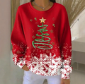 Sweat-shirt pour femme à col rond avec imprimé artistique de Noël