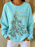 Sweat-shirt long à imprimé de Noël pour femmes