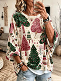 Casual Christmas T-Shirt with Three-Quarter-Length Sleeves and a Crew Neck