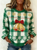 Maglione Denim Casual Trendy per Donna con Collo a Revers per il Natale
