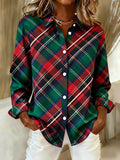 Women's classic Christmas plaid long-sleeved shirt