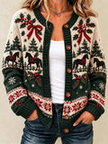 Cardigan décontracté à manches longues pour femme - style de Noël