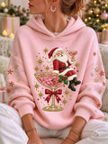 Felpa Casual a Maniche Lunghe con Cappuccio di Babbo Natale