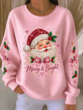 Felpa a maniche lunghe con scollo rotondo e design di Babbo Natale
