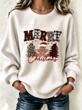 Sweat-shirt de Noël vintage à col rond et manches longues