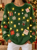 Casual Christmas Sweatshirt with Crew Neck and Long Sleeves