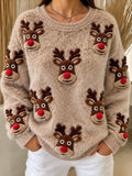 Sweat-shirt de Noël à manches longues, col rond, doux et adorable