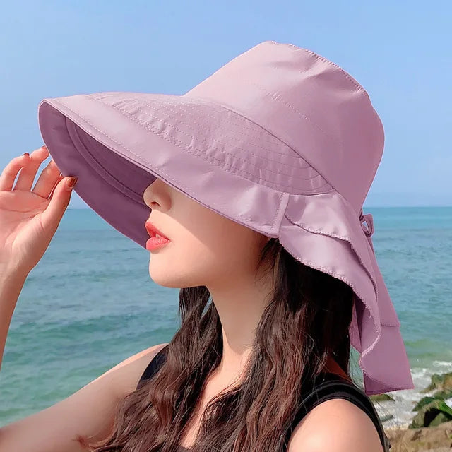 Cappello da sole da donna a tesa larga con protezione UV – Celeste