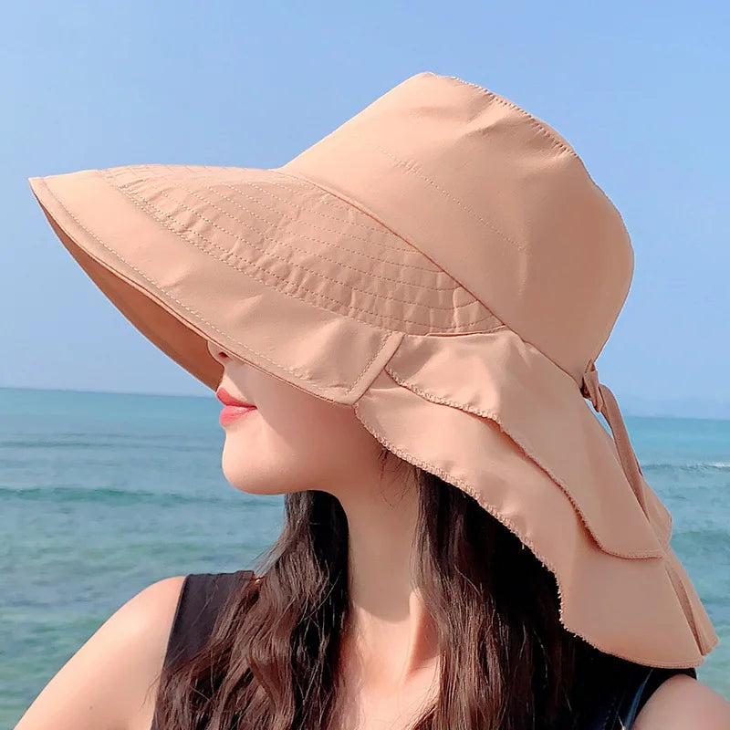 Cappello da sole da donna a tesa larga con protezione UV – Celeste