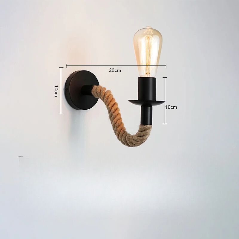 Lampada da Parete Retro NoctiCord | Illuminazione elegante da comodino e loft E27 con corda e legno
