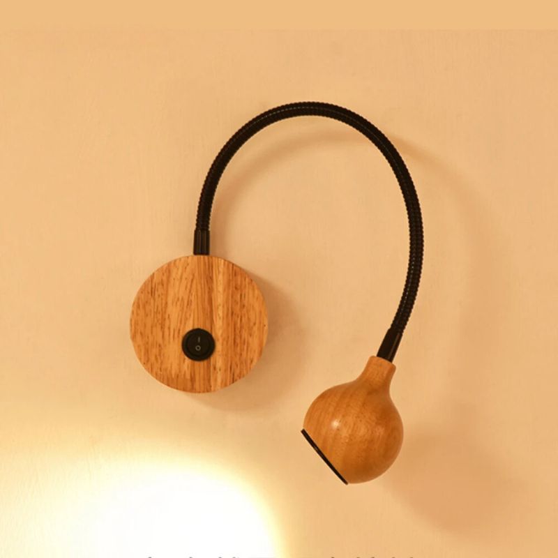 Applique LED TimberGlow | Elegante lampada da comodino in legno naturale con illuminazione direzionale per uso interno