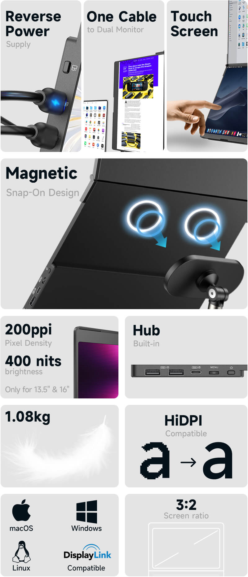 Monitor Portatile Doppio Touch 16 Pollici – Flexiview