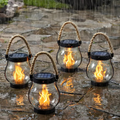 Lanterna Solare con Effetto Fiamma Realistica per Giardino e Illuminazione Esterna