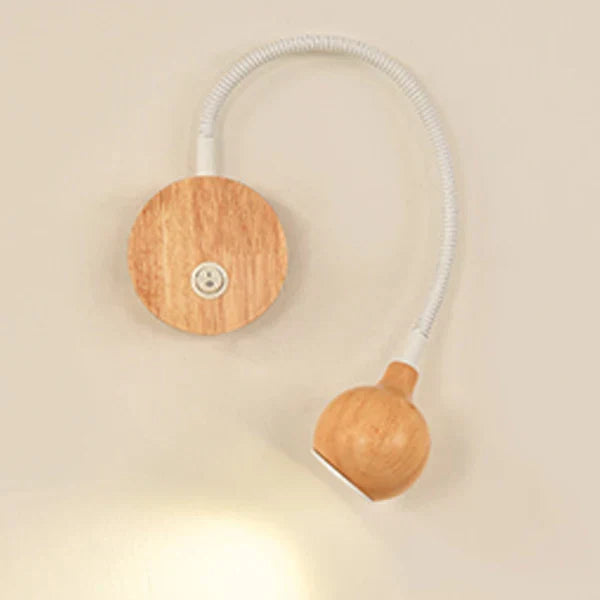 Applique LED TimberGlow | Elegante lampada da comodino in legno naturale con illuminazione direzionale per uso interno