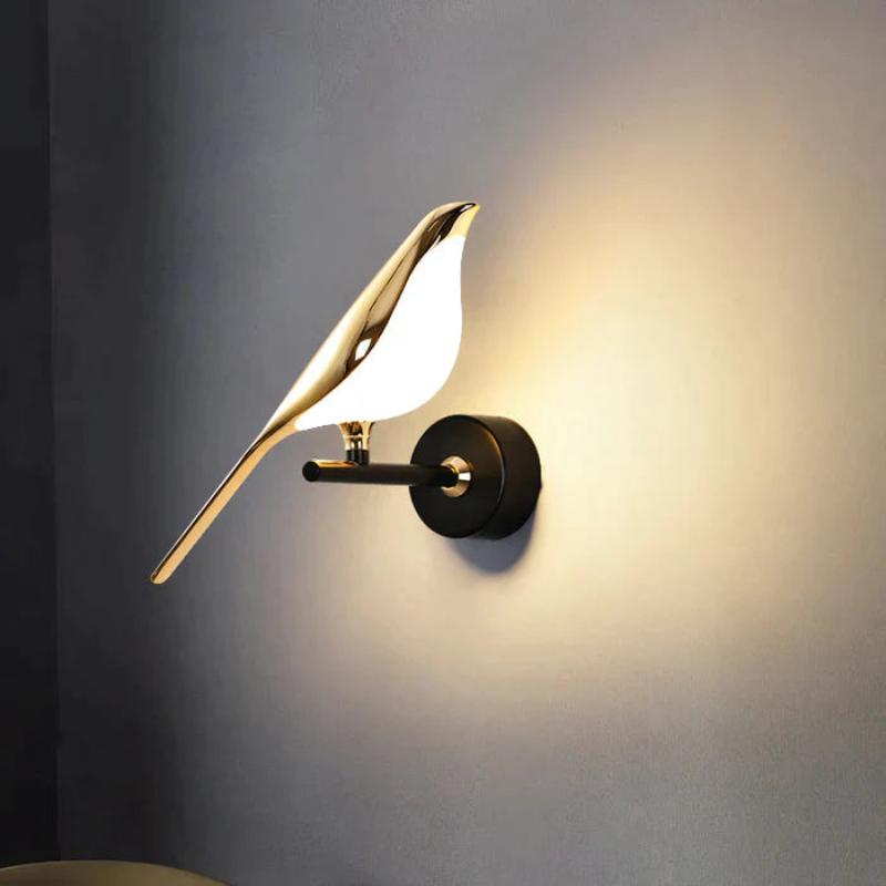 GoldenGlow Applique da Parete con Ali | Elegante Lampada da Parete a Tema Uccello con Illuminazione Regolabile