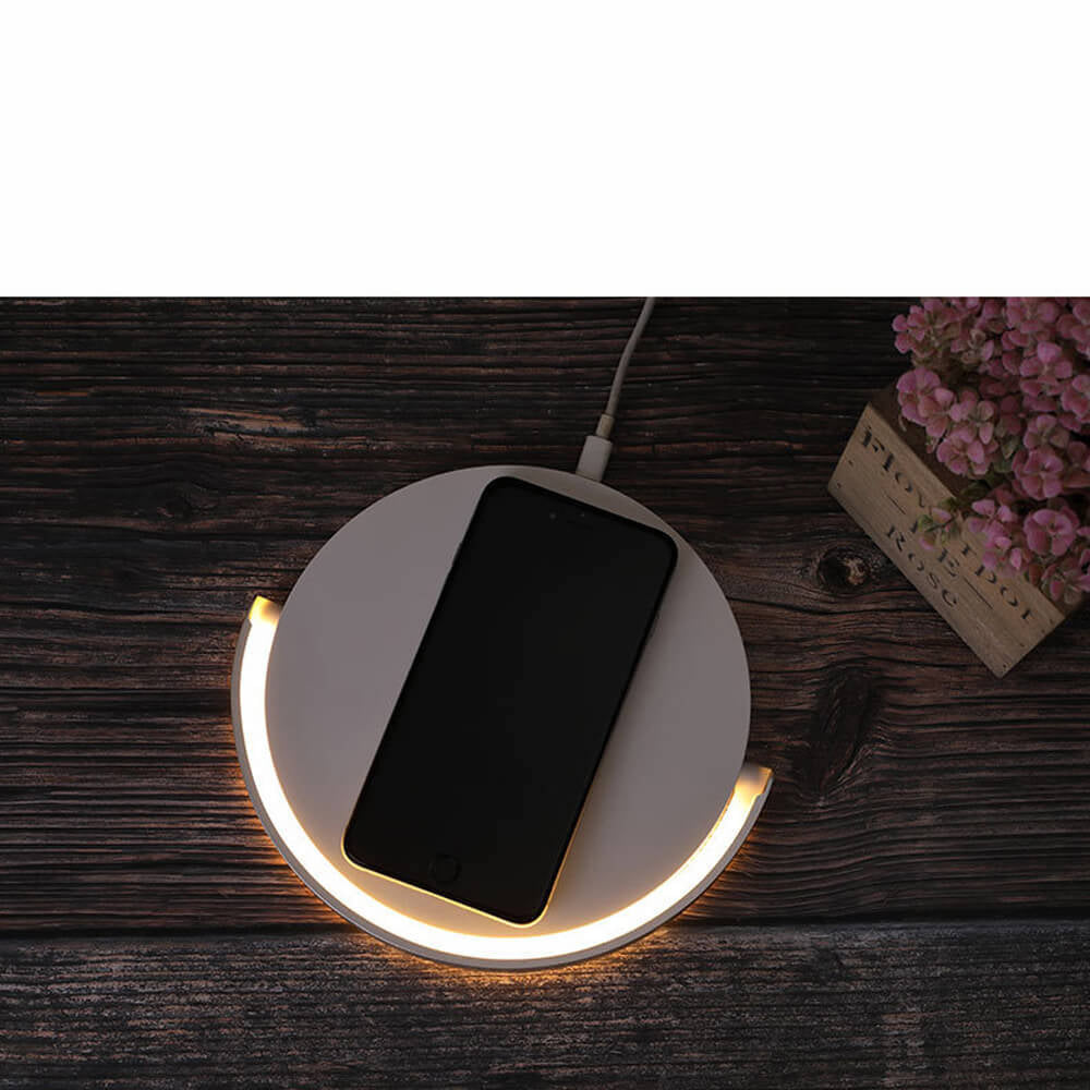 AuraGlow Smart Charging Dock | Lampada da comodino moderna con ricarica wireless rapida integrata per tutti i dispositivi abilitati Qi