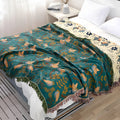 Coperta Boho - Coperta in cotone ricamata reversibile con uccelli e fiori