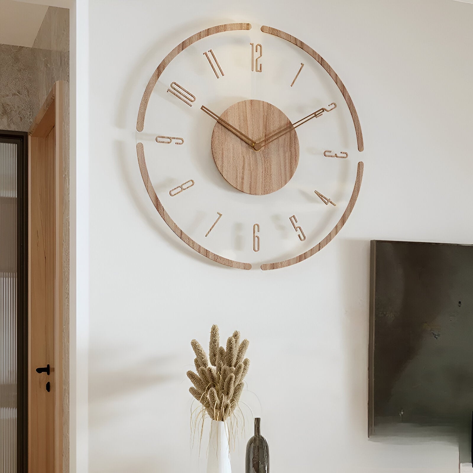 Orologio da parete ClearWood Silent – Design contemporaneo in legno e acrilico