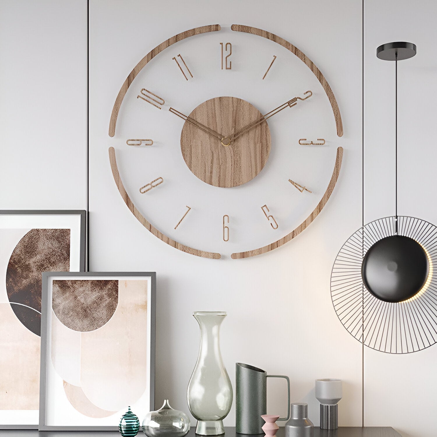 Orologio da parete ClearWood Silent – Design contemporaneo in legno e acrilico
