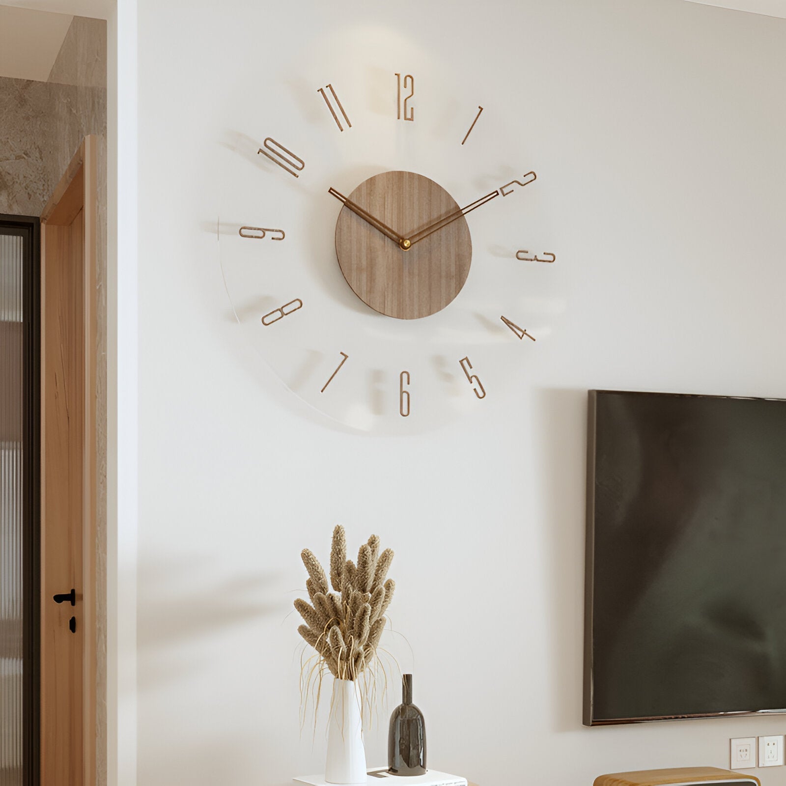 Orologio da parete ClearWood Silent – Design contemporaneo in legno e acrilico