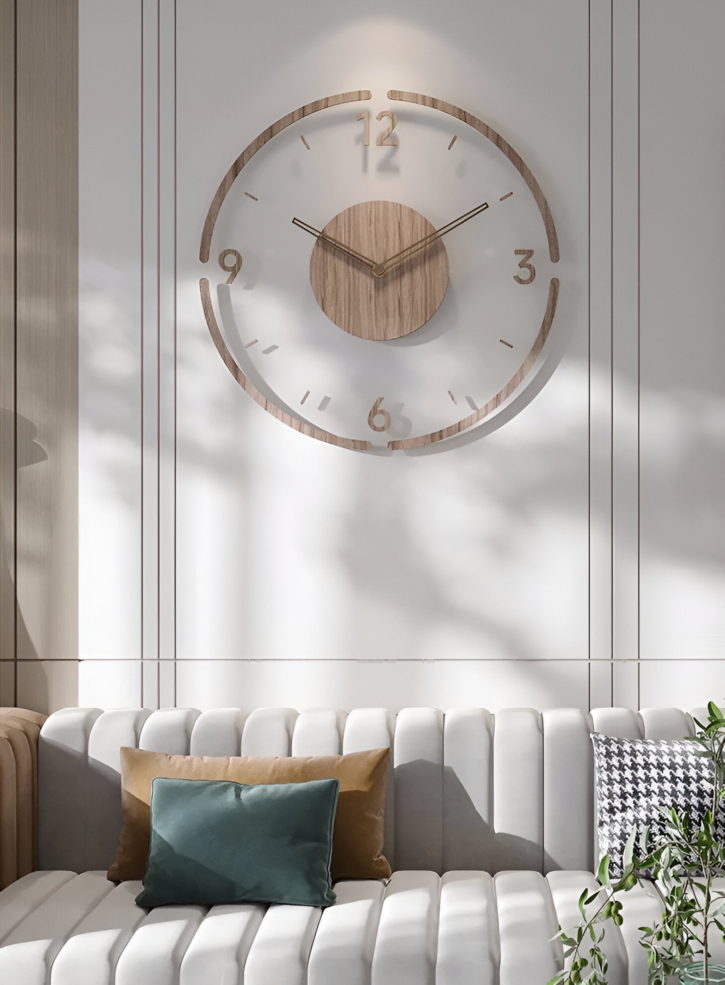 Orologio da parete ClearWood Silent – Design contemporaneo in legno e acrilico