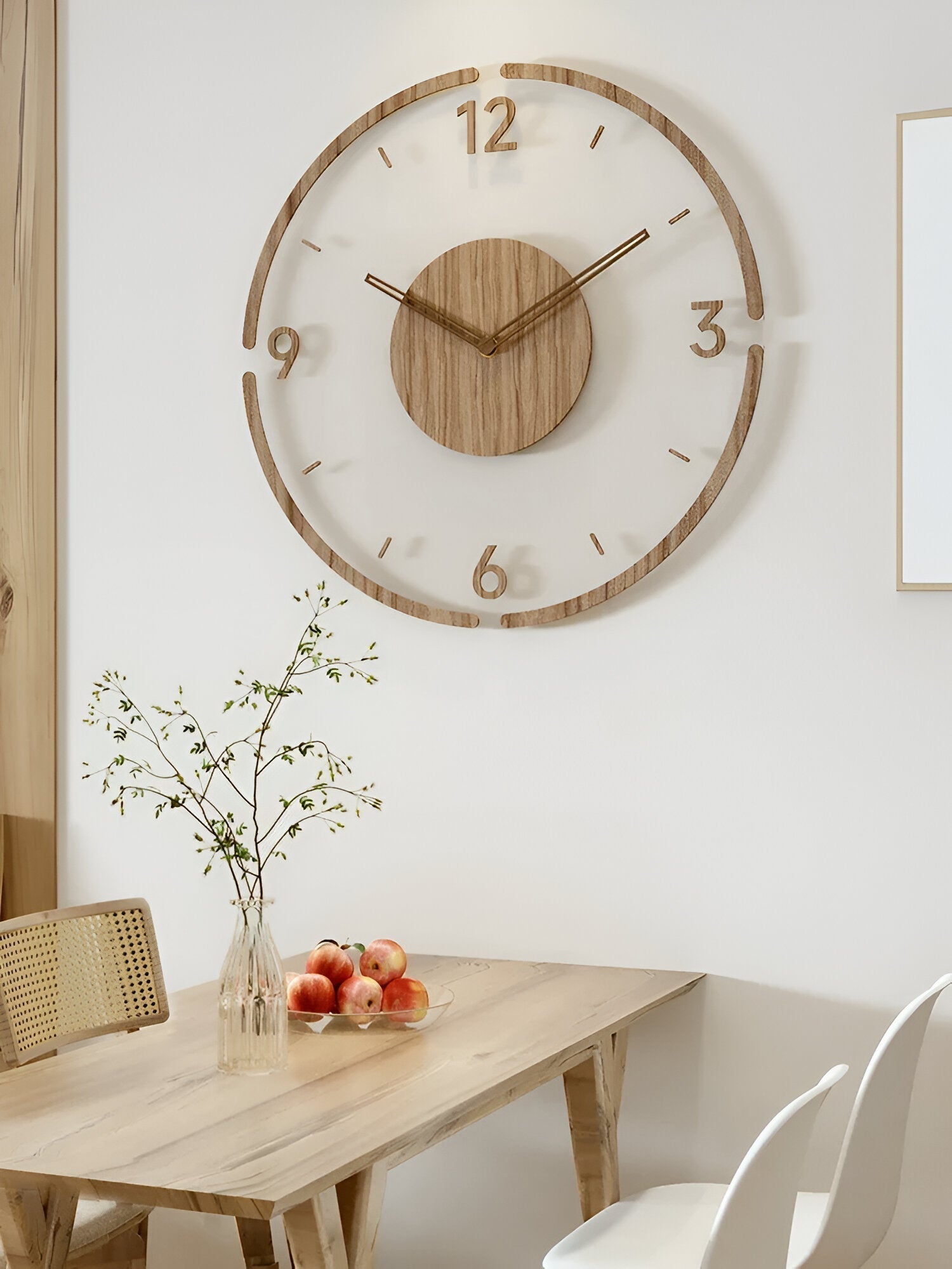 Orologio da parete ClearWood Silent – Design contemporaneo in legno e acrilico