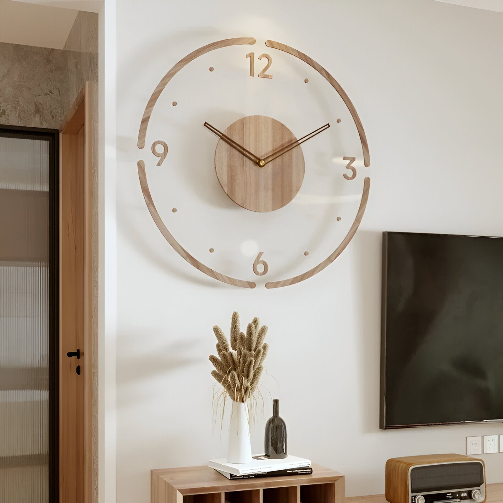 Orologio da parete ClearWood Silent – Design contemporaneo in legno e acrilico