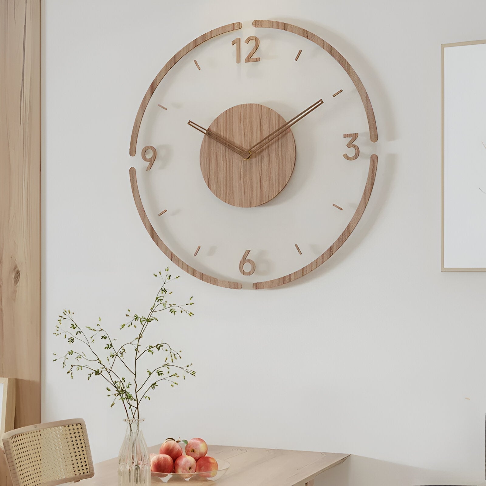 Orologio da parete ClearWood Silent – Design contemporaneo in legno e acrilico