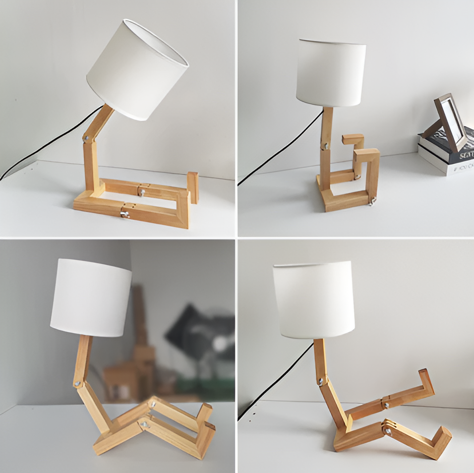 Lampada da Scrivania in Legno Flessibile – LumoBot