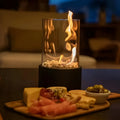 SleekFlame Tabletop Fireplace - Elegant Black Metal Base for Outdoor Tabletop Fire